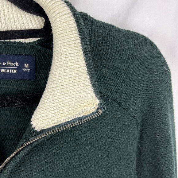 Abercrombie & Fitch Forest Green Cotton-Cashmere-Blend Pullover Mens Size M - Picture 4 of 10